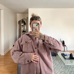 dusty pink corduroy button up